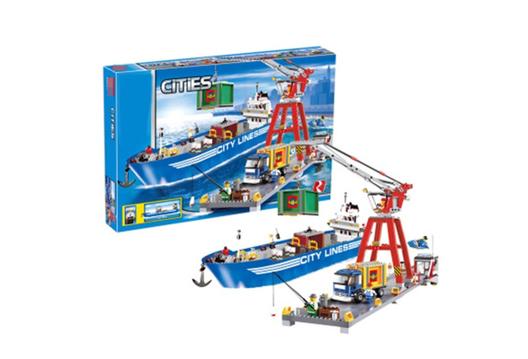695pcs City Ultimate Harbour Lines Ship Working Crane 02034 Figure Building Blocks Toys Compatible With | Wish
