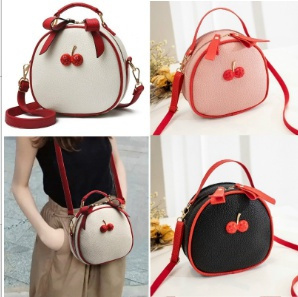 Nuolin Cherry blossom pattern female PU leather small handbag fashion  casual designer ladies bag shoulder girl bag round zipper 