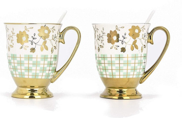 golden, Handles, Tea, Porcelain