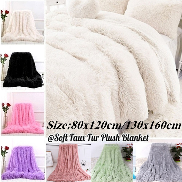Details about   Shaggy Faux Fur Blanket Ultra Plush Decorative Throw Bedding Super Soft Toy Gift 