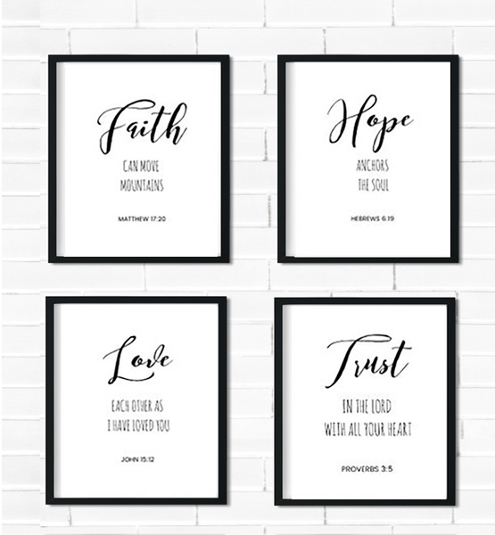 Faith Hope Love Trust Inspirational Quotes Art Bible Scripture 