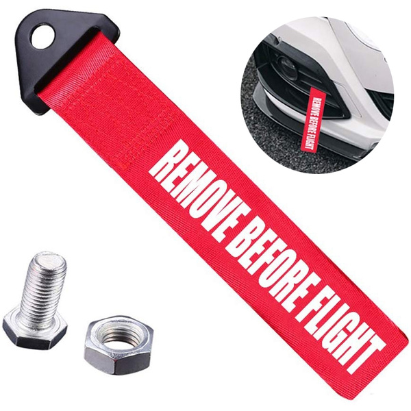 1PCS Universal Remove Before Flight Cars Set Belt Nylon Strap for Front Or  Rear Bumper Towing Hooks (Red)