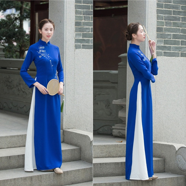 summer aodai vietnam qipao dress for women traditional oriental clothing ao  dai dresses Short lace dress for women light blue - AliExpress