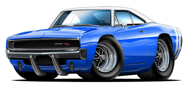 1968 Dodge Charger R/T 383 440 HEMI Cartoon Car Wall Graphic Decal ...