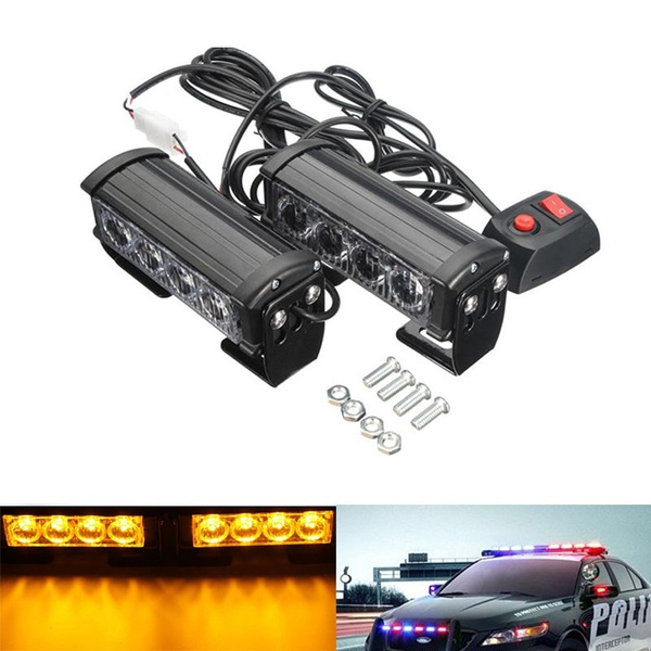 2pcs 4 LED Flashing Light Mode Warning Hazard Light Strobe Flashing