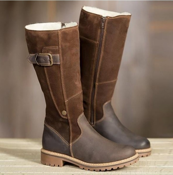 Warm square on sale heel snow boots