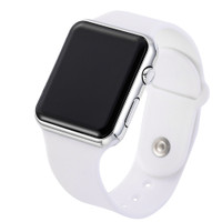 new hot square mirror face silicone band digital watch red led watches metal frame
