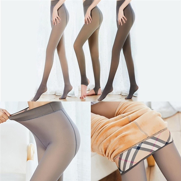 Womens Fleece Pantyhose Fake Translucent Tights Stocking Flawless