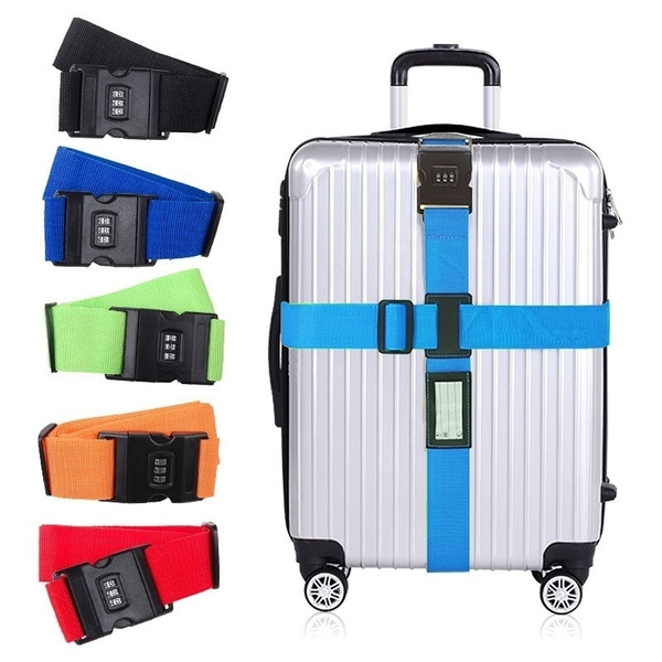 Adjustable Suitcase Luggage Baggage Straps Combination Lock Belt Tie Down Travel 