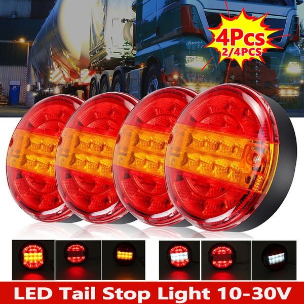 4/2PCS 1030V 20 LED Round Auto Rear Stop Turn Tail Light Brake Lights