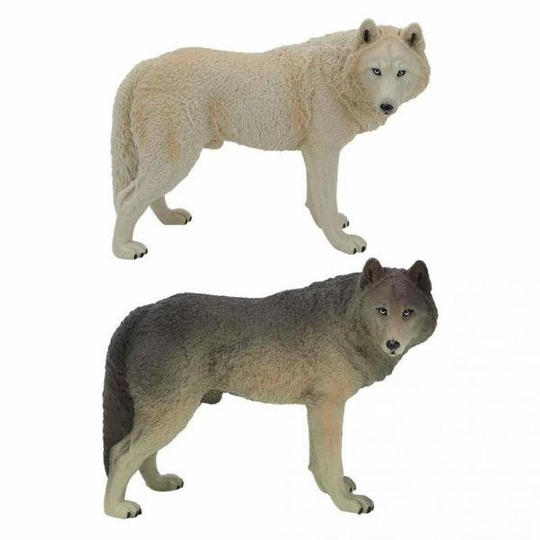 Simulation Plastic Siberian Wolf Animal Model Toy Figures Gift Playset