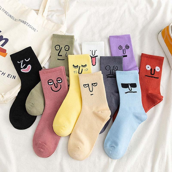 1 Pair Cute Unisex Surprise Funky Socks Harajuku Colorful Funny Socks Mens  Women Socks 100% Cotton Size 35-42