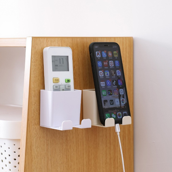 Storage Box Wall Mounted Organizer Remote Control Holder Mobile Phone Plug Stand Container Hanging Charging Wish - Wall Plug Cell Phone Holder