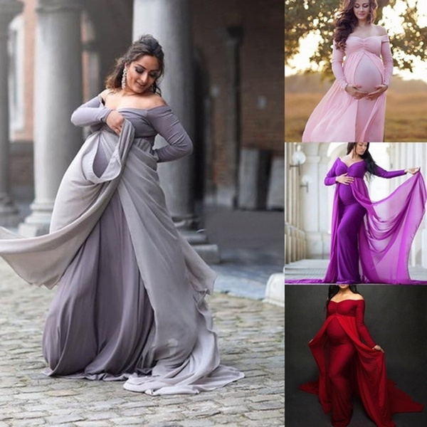 AlfaBridal Velvet Maternity Off Shoulder Fitted Photography Gown Long Satin  Maxi Photo Shoot Baby Shower Dress | Maternity dresses for photoshoot,  Maternity dresses, Maternity dresses photography