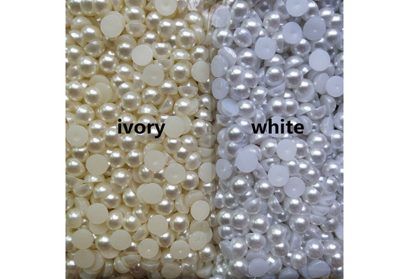 Ivory/White Half Round Imitation Pearl Beads 3-20mm Acrylic Flatback Loose  Beads for Jewelry Making Diy Crafts Decoration