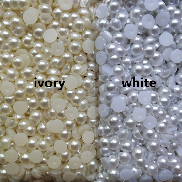 White Half Round Flatback Pearls mix sizes Imitation Pearl Beads Stone Flat  Back Glitters For Craft DIY Nail Craft Decoration