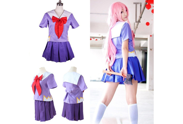 Future Diary Mirai Nikki Gasai Yuno Anime Cosplay Costume School Unifo –  fortunecosplay