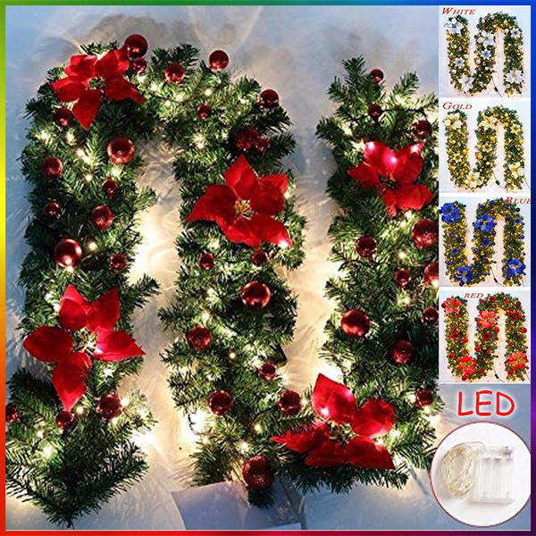 2 7m Luxury Decoration, Garland For Fireplace Mantel With Lights