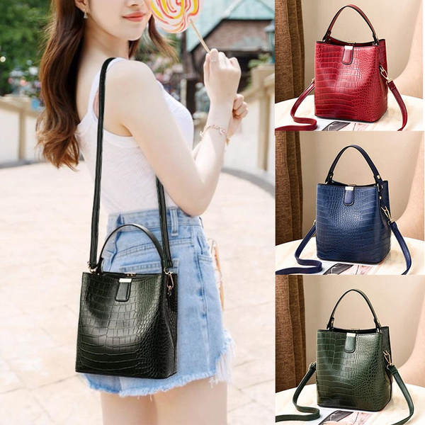 Women Handbag Crocodile Pattern Retro Casual Tote Shoulder Bag