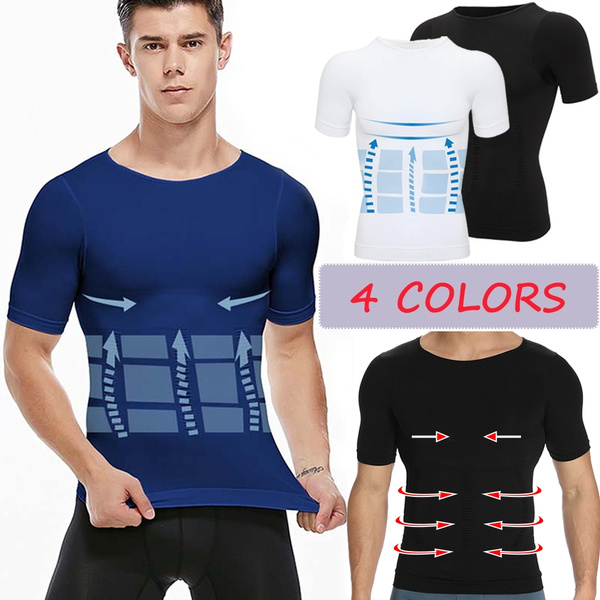 Men's Seamless Slimming Body Shaper Vest Abdomen T-Shirt Compression Gym Tank US 