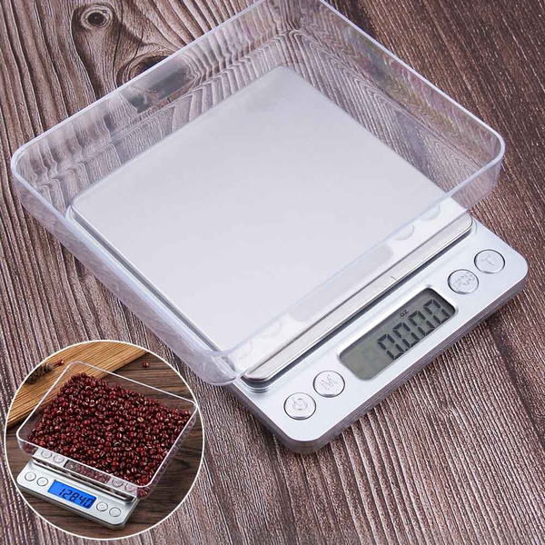 High Precision Mini Kitchen Scale with Backlit 2 Trays Stainless Steel