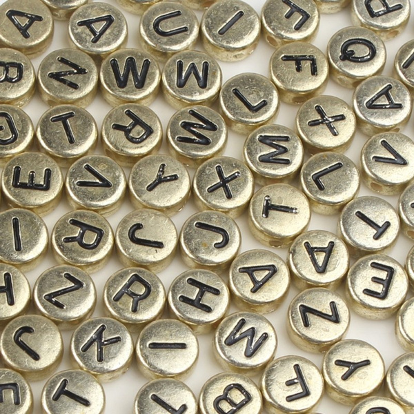 Gold store letter beads