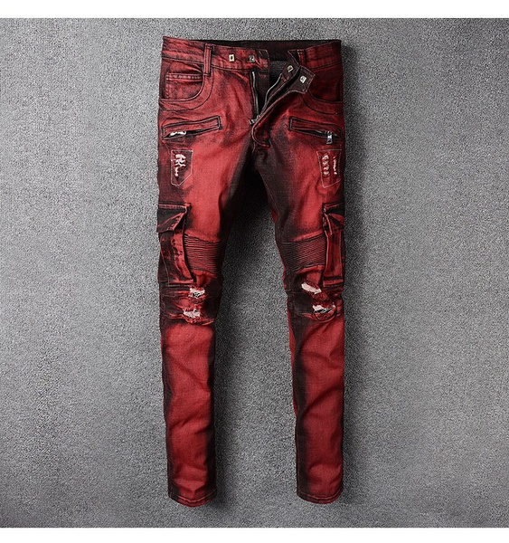 red biker jeans mens