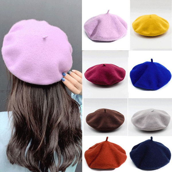 Doitsa 1X Ladies Wool Mix Rivet Beret Hat Wool French Beret Winter Autumn Women Girls Fashion Hats 