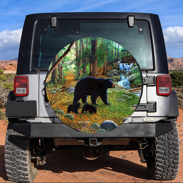 14 15 16 17 Wilderness Bear Country Spare Tire Cover Dust-Proof Waterproof Wheel Covers Sunscreen Corrosion Protection for Trailer RV SUV Truck Camper Travel 