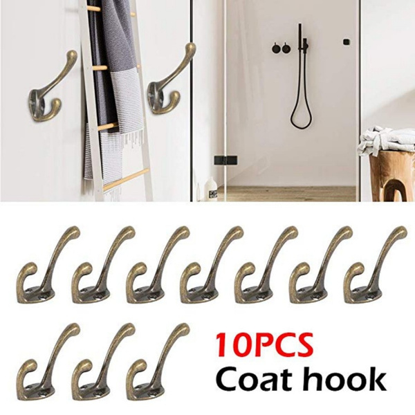 10PC Wall Mounted Coat Rack Heavy Duty Vintage Metal Coat Hooks Rail For  Coat Hat Towel Mudroom Bathroom
