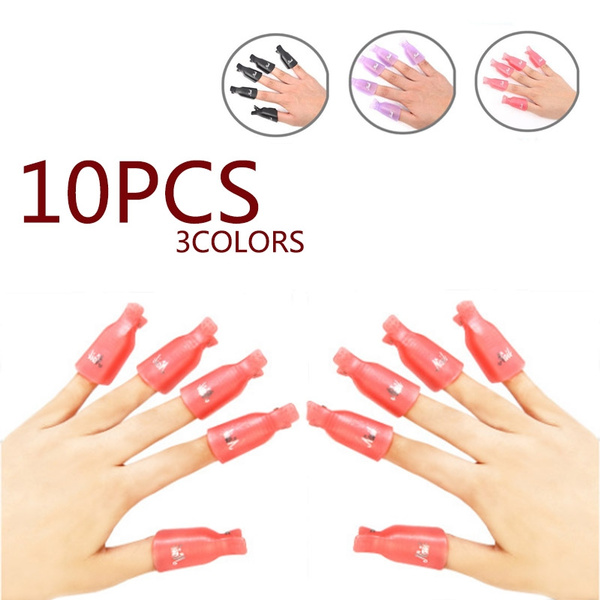 1/5 / 10PCS Plastic Nail Soak Cap Clip UV Gel Polishing Makeup Remover ...