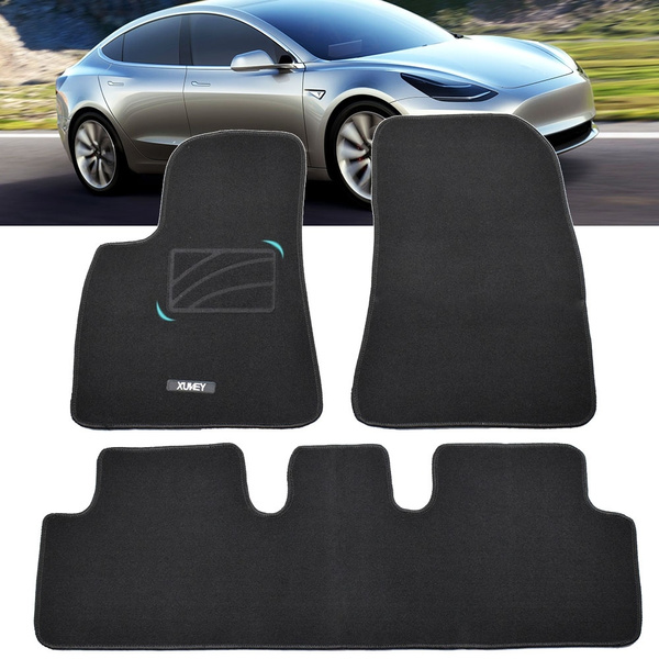 Elegant Series Black 3D MAXpider Custom Fit Complete Set All-Weather Floor Mats for Select Tesla Model 3 Models 