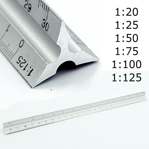 30cm Aluminium Metal Triangle Scale Architect Engineer Technical Ruler 12" 