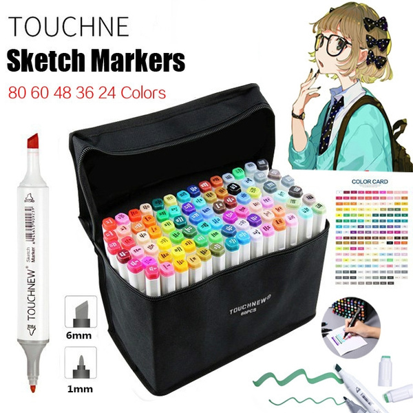 48 Colors Double Tipped Alcohol Brush Markers for Kids