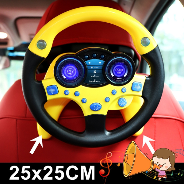 Facaily Simulated Driving Controller Portable Simulated Driving Steering Wheel Copilot Toy Childrens Educational Sounding Toy Small Steering Wheel Toy Gift Funny Interactive Driving Wheel with Music