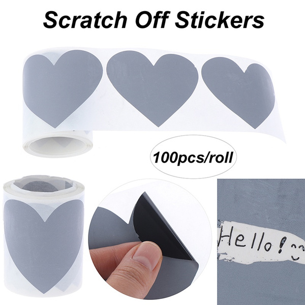 100pcs Heart Shaped Scratch Off Stickers Labels Sticker Activity Game ...