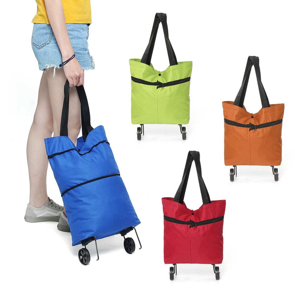 Shopping Bag Folding Organizer Tug Package Wheels Bag Small Pull Cart Women 