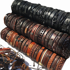 Joyería de pavo reales, leather, Bangle, Handmade