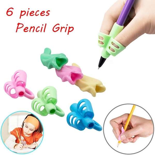 New 6pcs/set Silicone Pencil Holder Pen Two finger Writing Aid Grip ...