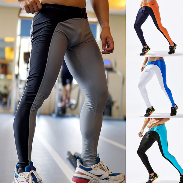 Men Compression Leggings Male Workout Football Pants with Pockets Cool Dry Gym  Running Tights Size Large – LANBAOSI