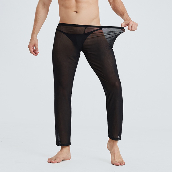 Sexy See Through Men s Mesh Breathable Pajamas Underwear Long Pants