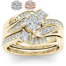Engagement Wedding Ring Set, gold, Màu vàng, Fashion Accessories