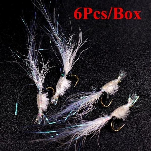 6Pcs/Box Shrimp Fly Fishing Lure Wet Dry Artificial Trout Fly