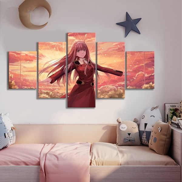 5pcs HD Anime Girl Picture Zero Two DARLING In The FRANXX Comics Art Wall  Decor Paintigns for Girls Bedroom Decor ,Unframed | Wish