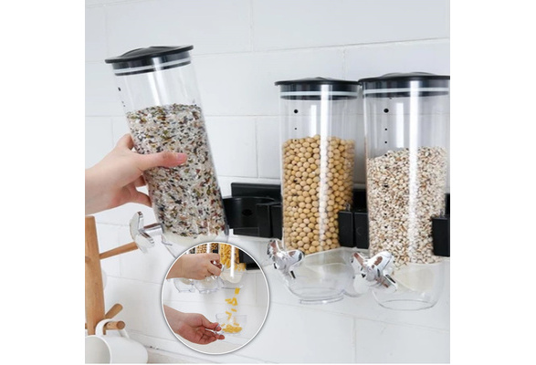 Kitchen Double/Triple Wall Mounted Cereal Dispenser Dry Food Storage  Container