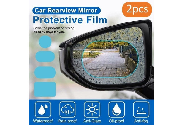 2Pcs Car Rearview Mirror Waterproof Membrane Anti-glare Anti-Fog Film Stickers