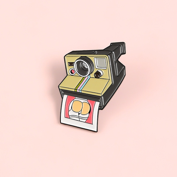 Broche ins tidevand personlighed retro polaroid kamera tegneserie pin vedhæng fast tøjpose badge | Wish