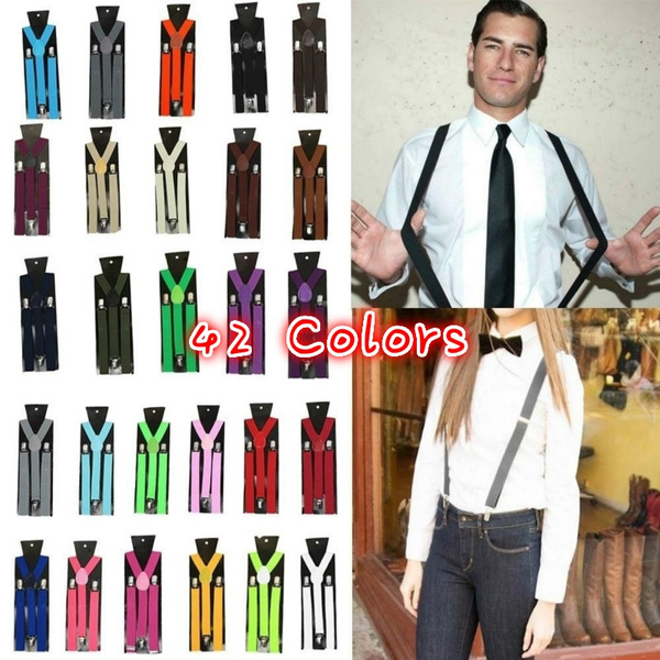 Green Clip-on Suspenders Elastic Y-Shape Adjustable for Man Women #HPNH 