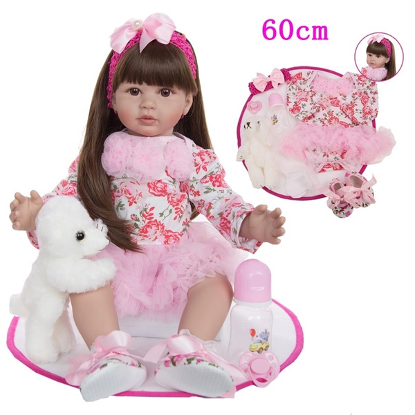 60cm Handmade Vinyl Silicone Baby Dolls Lifelike Toddler Girl Doll Gift