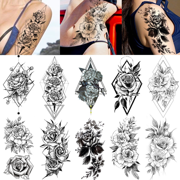 Geometric Flower Tattoo Vector Stock Vector | Adobe Stock